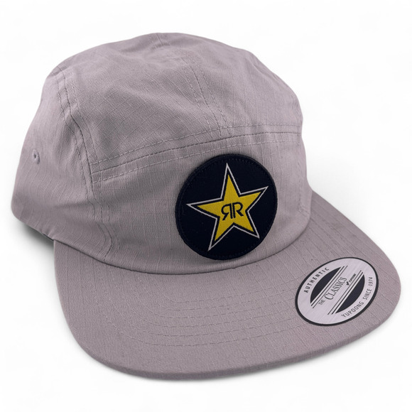 Yupoong Rockstar Energy Drink Star Logo Grey 5-Panel Adjustable Strapback Hat - Picture 1 of 7